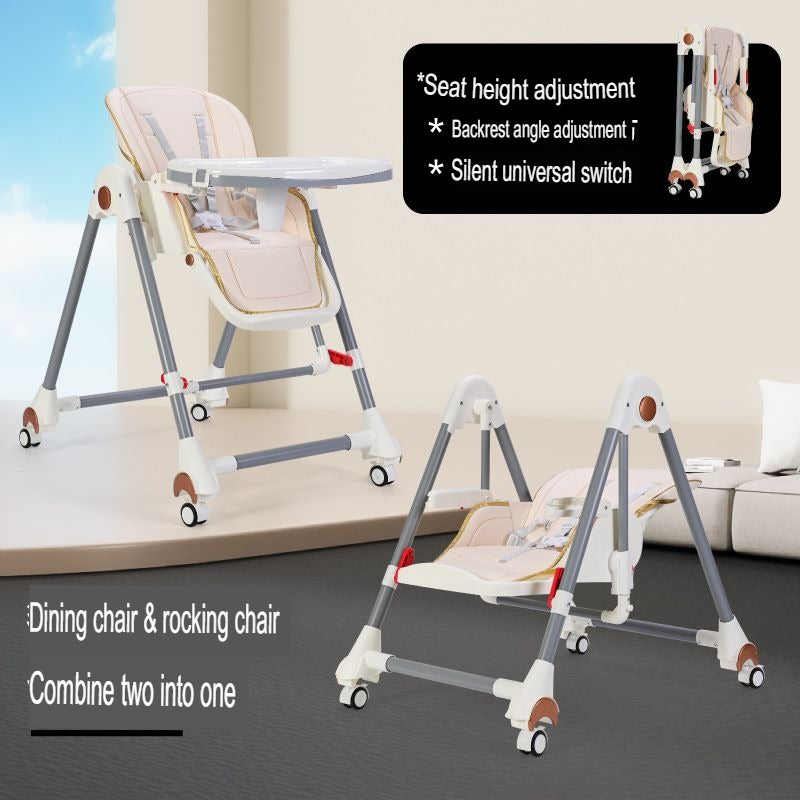 3 In 1 Baby Feeding Multifunctional Soothing Rocking High Chair Grey Gifts