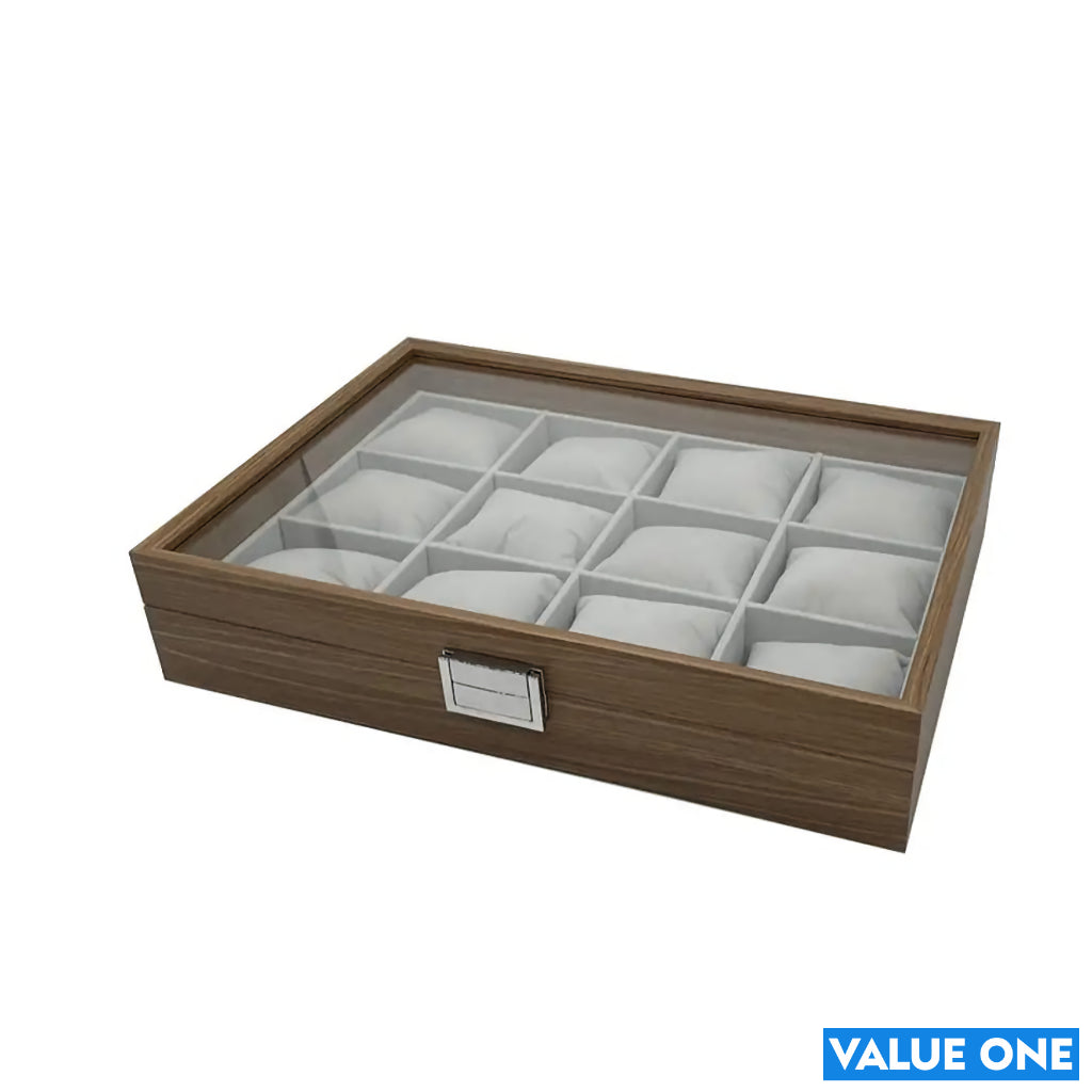 12 Slot Luxury Wooden Watch Box organisers Walnut