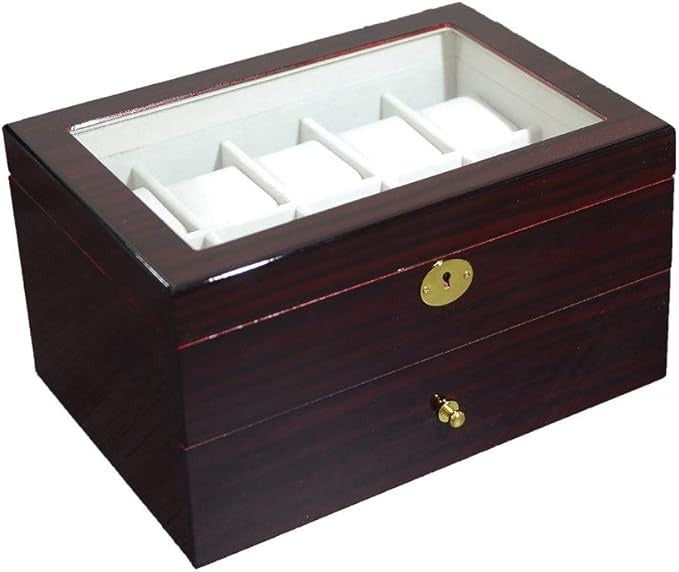 20 Slot Ebony Watch Storage Box Wooden with Lock and key ideal gift for Men and Women
