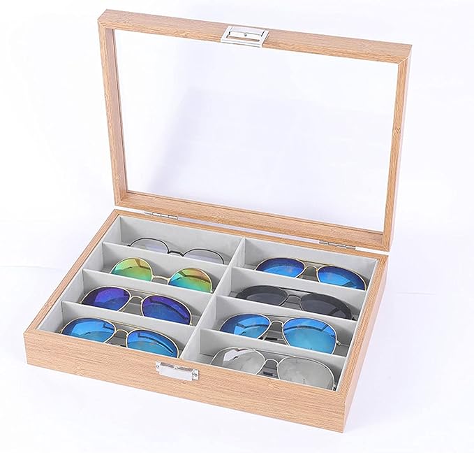 6 Slots Sunglasses Organizer Display Wooden Eyewear Case Showcase Tray offer sale