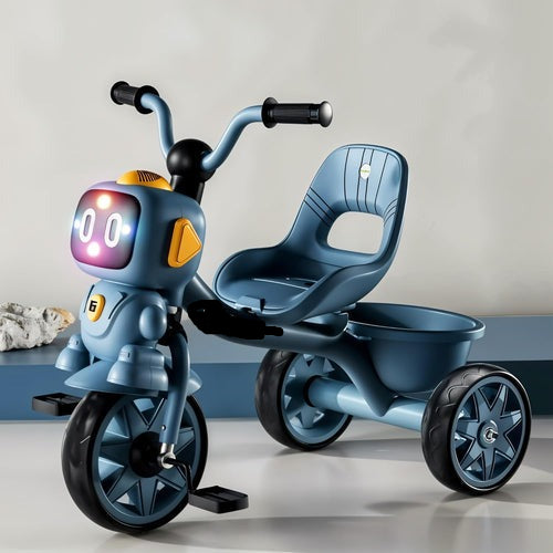 Robo Baby Tricycle for Kids, Play Kids Cycle with Music, Light, High backrest & Rear Storage Baskets | Kid Tricycle | Baby Cycle for Kid 2 to 5 Years Boy Girl