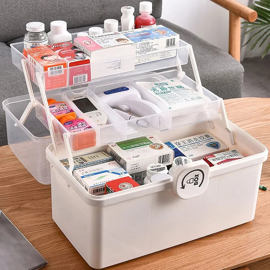 First Aid Kit First Aid Kit Plastic Medicine Box Household Large-capacity Multi-layer Storage Box Portable