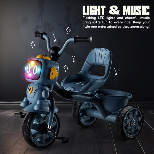 Robo Baby Tricycle for Kids, Play Kids Cycle with Music, Light, High backrest & Rear Storage Baskets | Kid Tricycle | Baby Cycle for Kid 2 to 5 Years Boy Girl