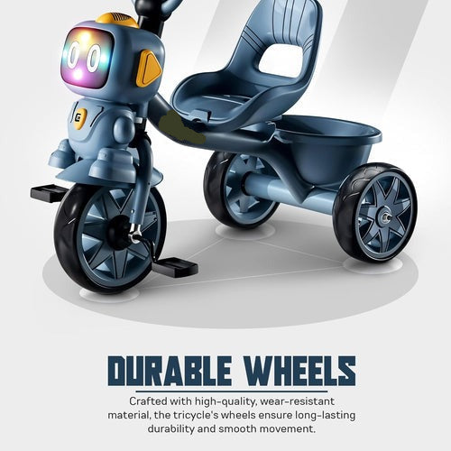 Robo Baby Tricycle for Kids, Play Kids Cycle with Music, Light, High backrest & Rear Storage Baskets | Kid Tricycle | Baby Cycle for Kid 2 to 5 Years Boy Girl