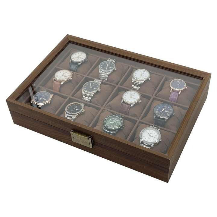 12 Slot Walnut Watch Organizer Box gifthim gift her offer sale