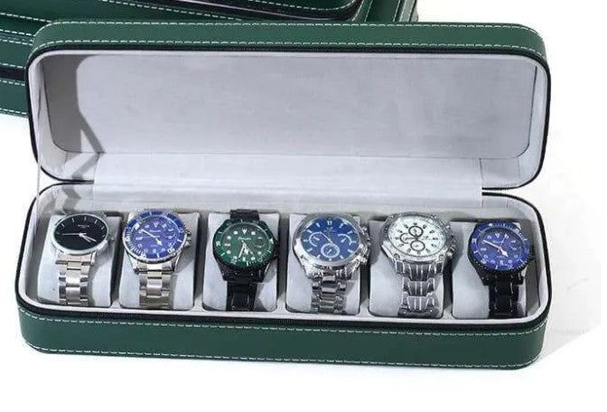 Watch Box 6 Slot Storage Leather Travel Watch Display-Case Holder Organizer Box Watch Storage-Case