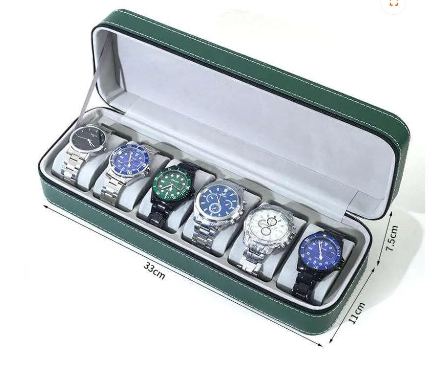 Watch Box 6 Slot Storage Leather Travel Watch Display-Case Holder Organizer Box Watch Storage-Case