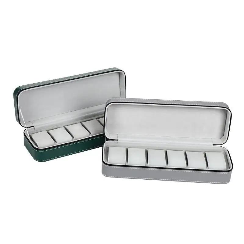 Watch Box 6 Slot Storage Leather Travel Watch Display-Case Holder Organizer Box Watch Storage-Case