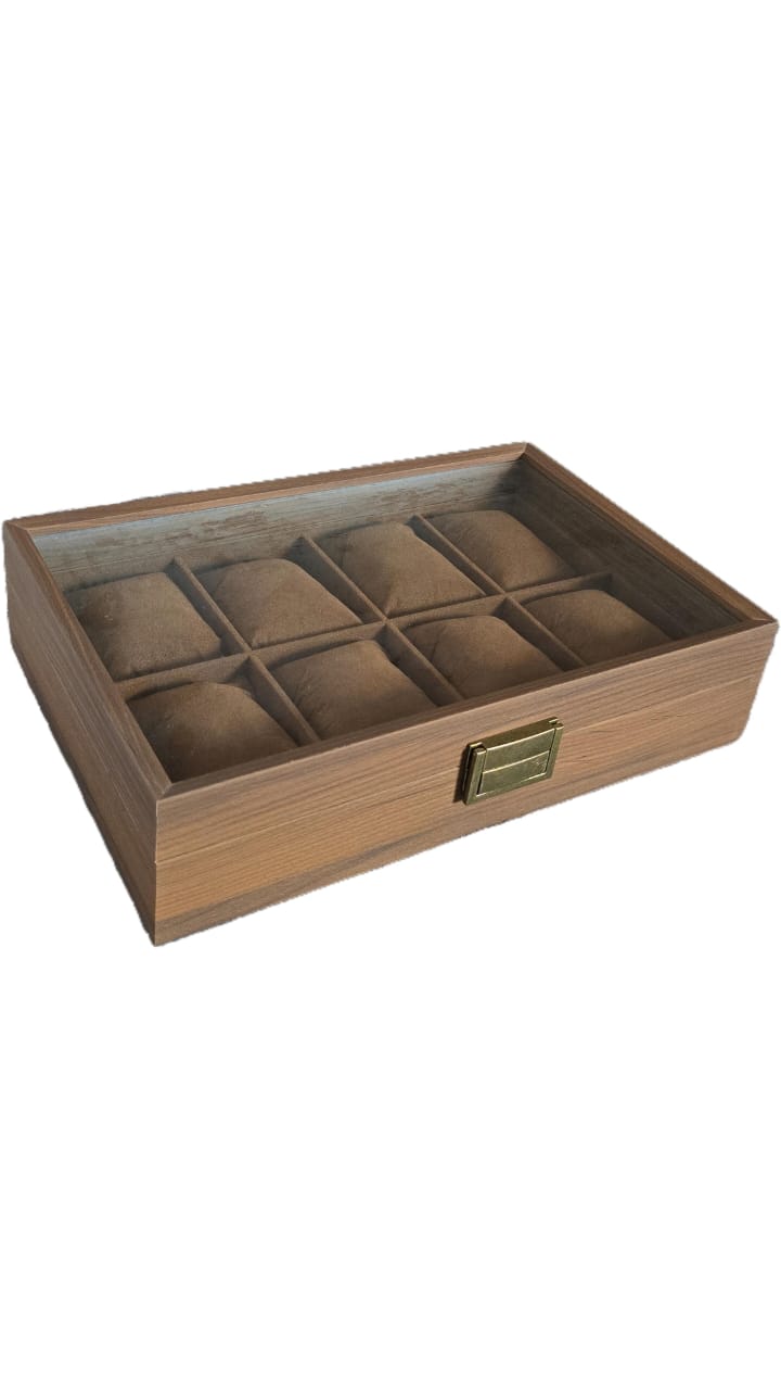 8 Slot Walnut baggy cushion brown interior watch box organiser ideal for gifts, friends offer sale