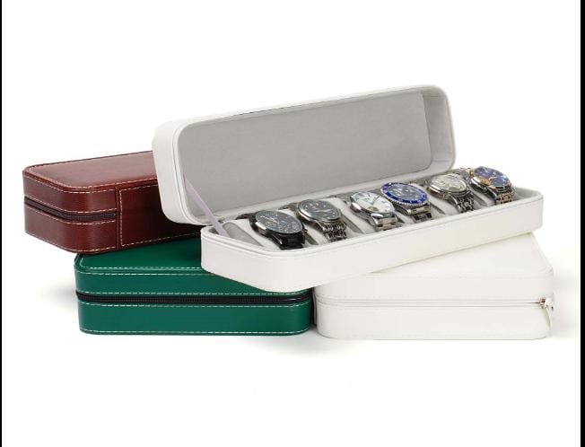 Watch Box 6 Slot Storage Leather Travel Watch Display-Case Holder Organizer Box Watch Storage-Case