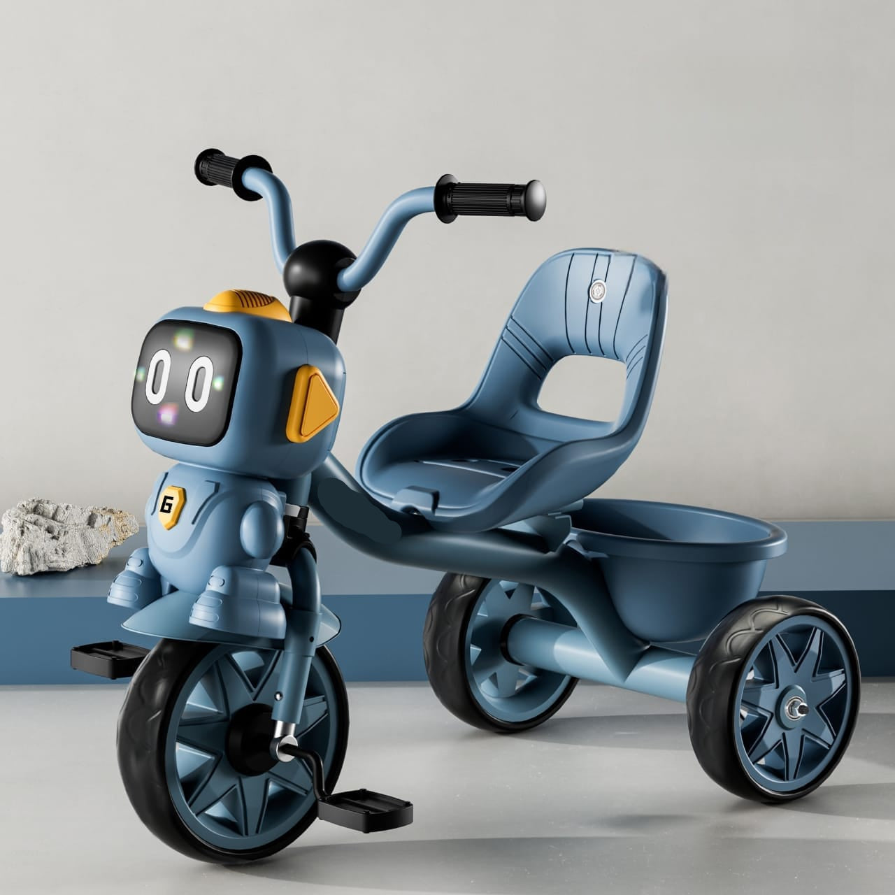Robo Baby Tricycle for Kids, Play Kids Cycle with Music, Light, High backrest & Rear Storage Baskets | Kid Tricycle | Baby Cycle for Kid 2 to 5 Years Boy Girl
