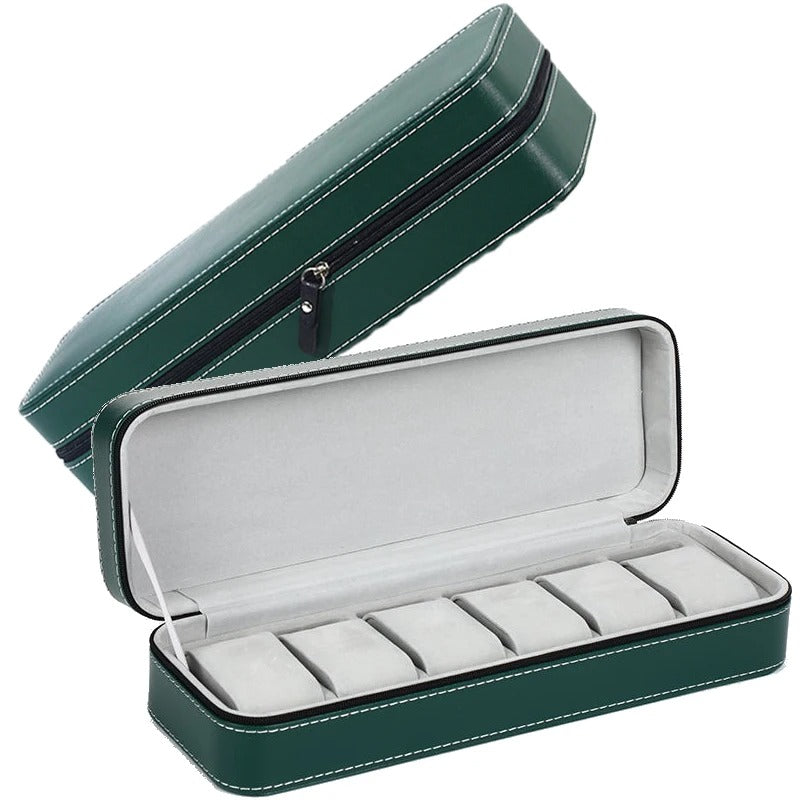 Watch Box 6 Slot Storage Leather Travel Watch Display-Case Holder Organizer Box Watch Storage-Case