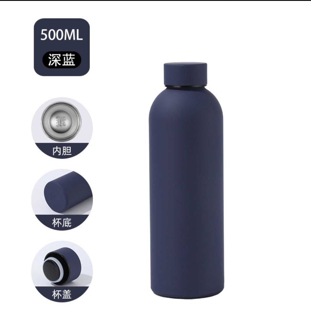 Water bottle 500ml with custom name matte finish stainless steel school college office