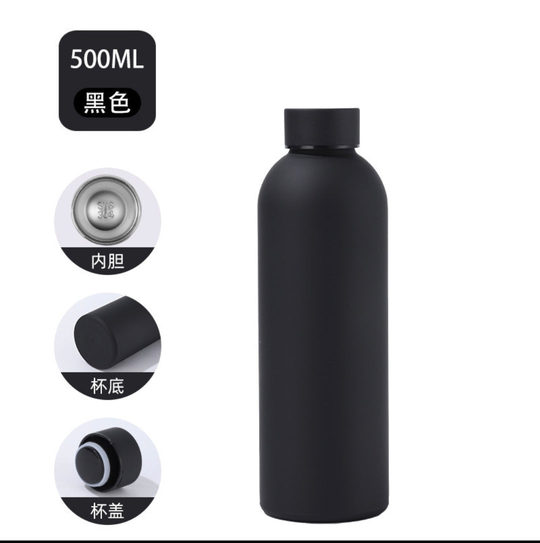 Water bottle 500ml with custom name matte finish stainless steel school college office