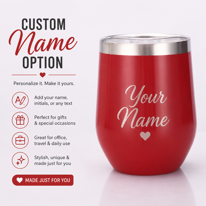 12 Oz Insulated Tumbler with Lid Double Wall Vacuum Stainless Steel Wine Glass Coffee Mug Insulated Tumbler Cup with custom name