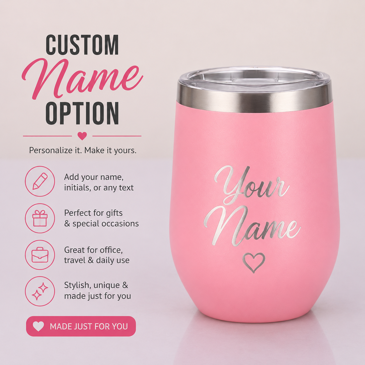 12 Oz Insulated Tumbler with Lid Double Wall Vacuum Stainless Steel Wine Glass Coffee Mug Insulated Tumbler Cup with custom name