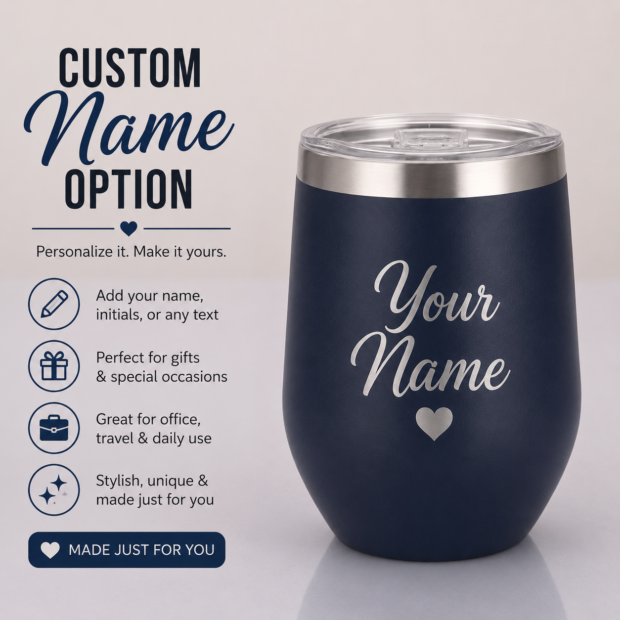 12 Oz Insulated Tumbler with Lid Double Wall Vacuum Stainless Steel Wine Glass Coffee Mug Insulated Tumbler Cup with custom name