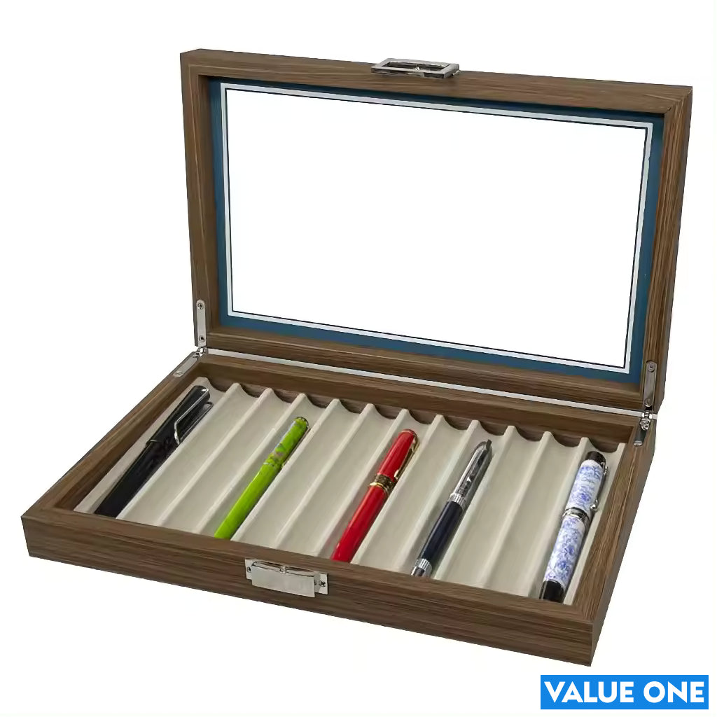 12 Slots Wood Pen Display Box Pen Fountain Storage Box Wood Showcase Organizer