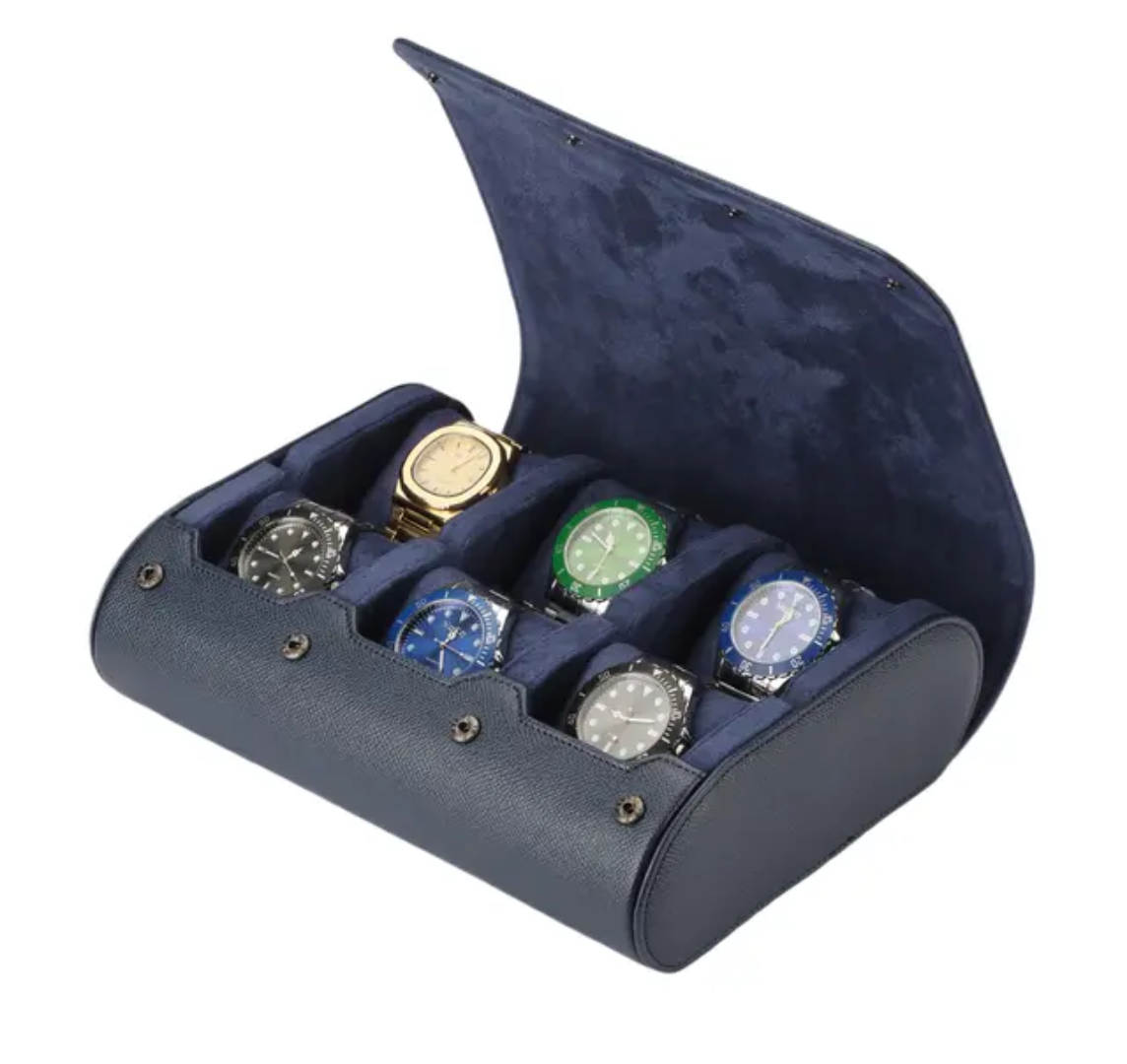 6 Slot watch roll case with 3 colours with button ideal for gifts anniversaries