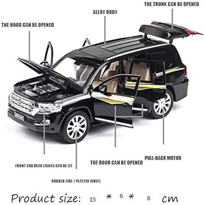 1:32 Land Cruiser Diecast Metal Toy Car for Kid Pullback with Light Sound| Black