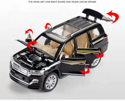 1:32 Land Cruiser Diecast Metal Toy Car for Kid Pullback with Light Sound| Black