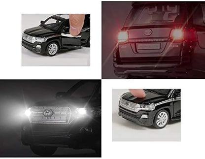 1:32 Land Cruiser Diecast Metal Toy Car for Kid Pullback with Light Sound| Black