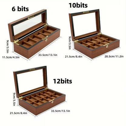 10 Slot walnut watch collection box organiser with key ideal for display, gifts, offer sale