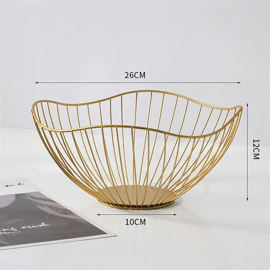 Kitchen or dining table fruit vegetable basket gold black