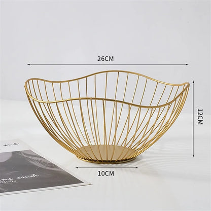 Kitchen or dining table fruit vegetable basket gold black