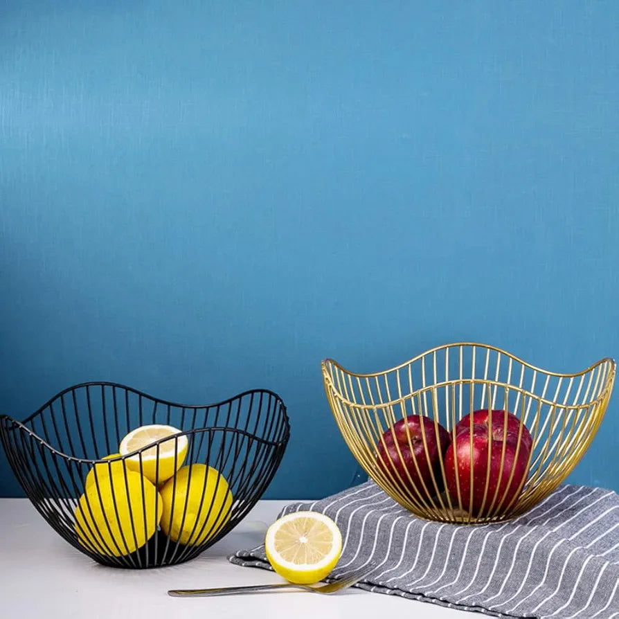 Kitchen or dining table fruit vegetable basket gold black