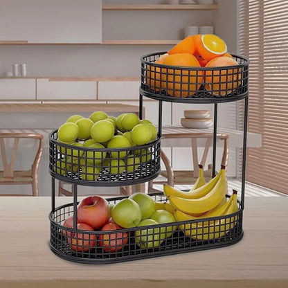 3 Tier Multipurpose Fruit and Vegetables Basket for Home and Kitchen | Anti Rust Metal Wire Countertop Organizer Stand for Kitchen 40cm