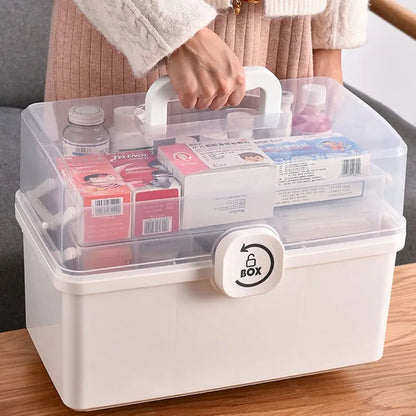 First Aid Kit First Aid Kit Plastic Medicine Box Household Large-capacity Multi-layer Storage Box Portable