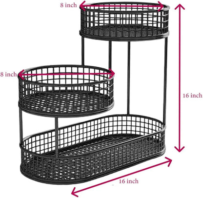 3 Tier Multipurpose Fruit and Vegetables Basket for Home and Kitchen | Anti Rust Metal Wire Countertop Organizer Stand for Kitchen 40cm