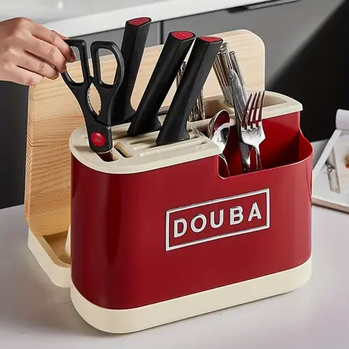 Knife rack kitchen counter storage with cutting board rack