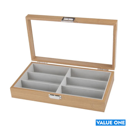 6 Slots Sunglasses Organizer Display Wooden Eyewear Case Showcase Tray offer sale