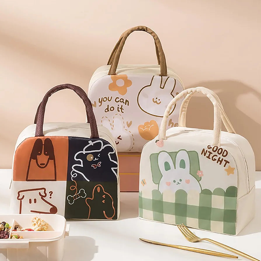 Cute Lunch Box Aesthetic Lunch Box Cute Lunch Bags for Women Animal Insulated Bag Reusable Lunch Bag for Picnic Work, 9.05X5.11X7.48in, Colourful Dog