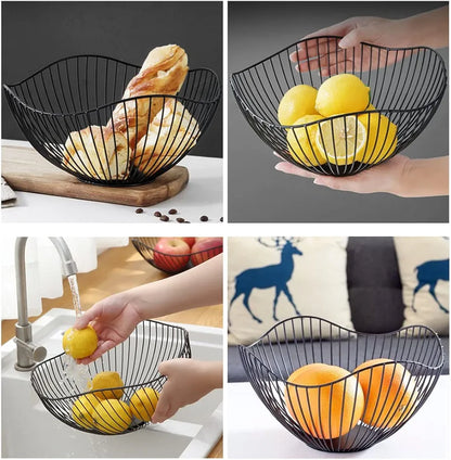 Kitchen or dining table fruit vegetable basket gold black