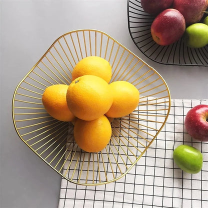 Kitchen or dining table fruit vegetable basket gold black