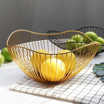 Kitchen or dining table fruit vegetable basket gold black