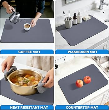 Quick drying mats for kitchen counter tops