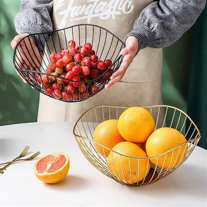 Kitchen or dining table fruit vegetable basket gold black