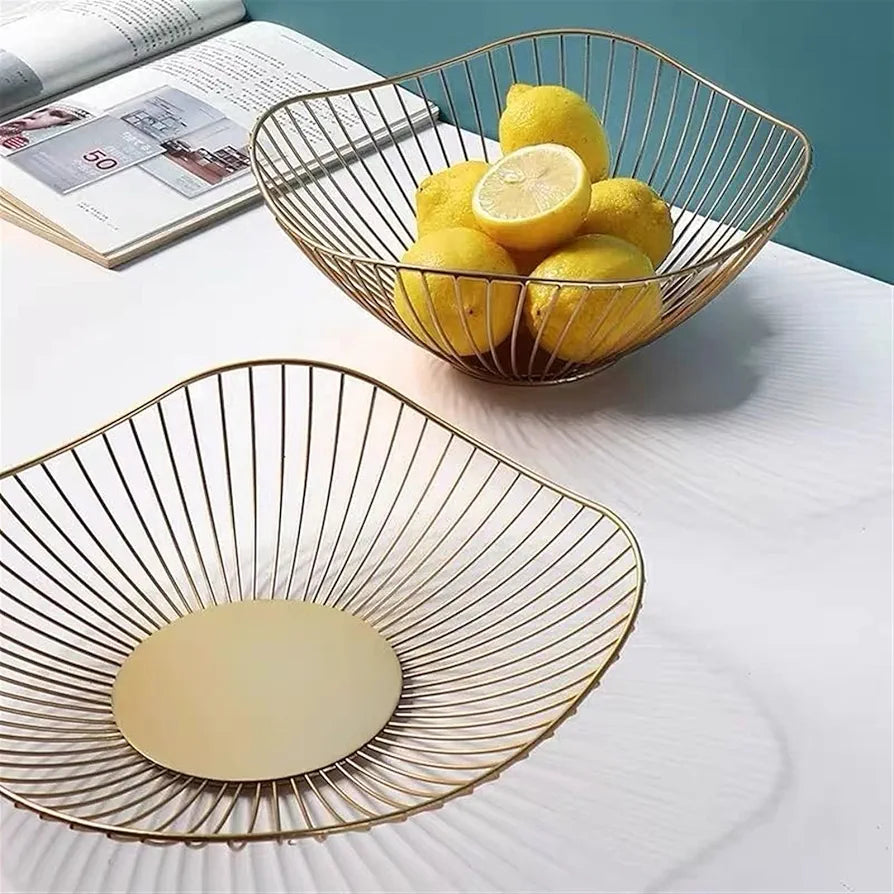Kitchen or dining table fruit vegetable basket gold black