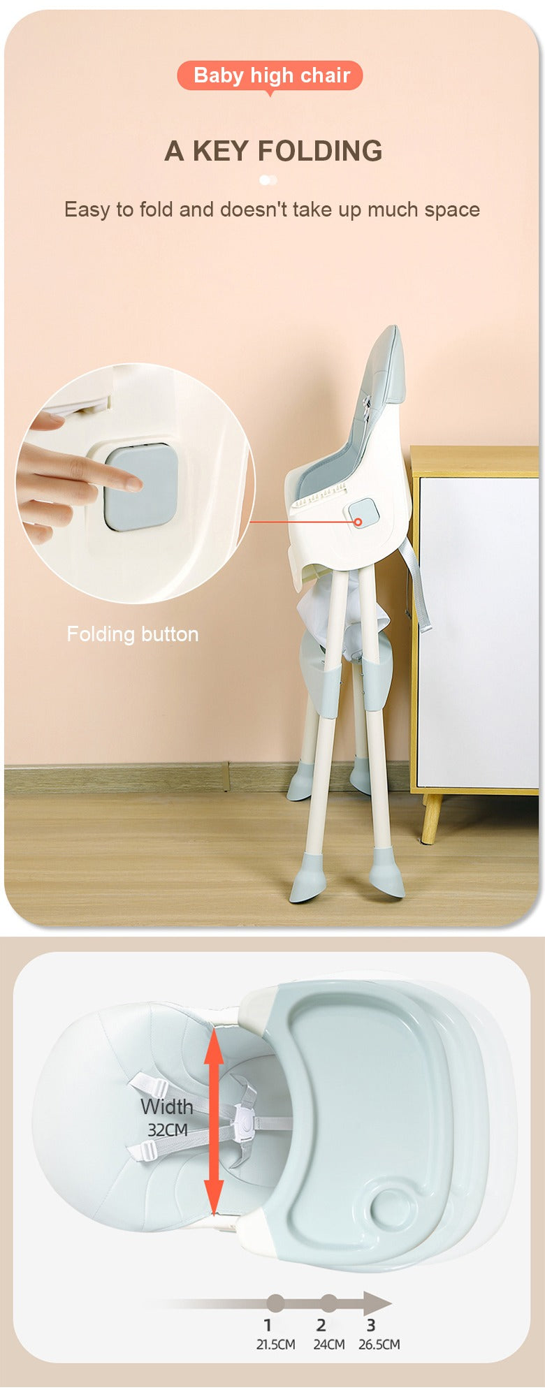 Kids Feeding High Chair adjustable and foldable With Toys And Full Set Ideal For Toddlers Above 6 Month Old Sale Offer beige neutral colour