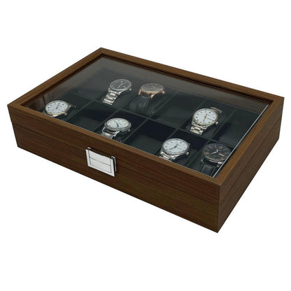 12 Slot  Walnut Watch storage box with black interior classy gifthim luxury gifther unisex