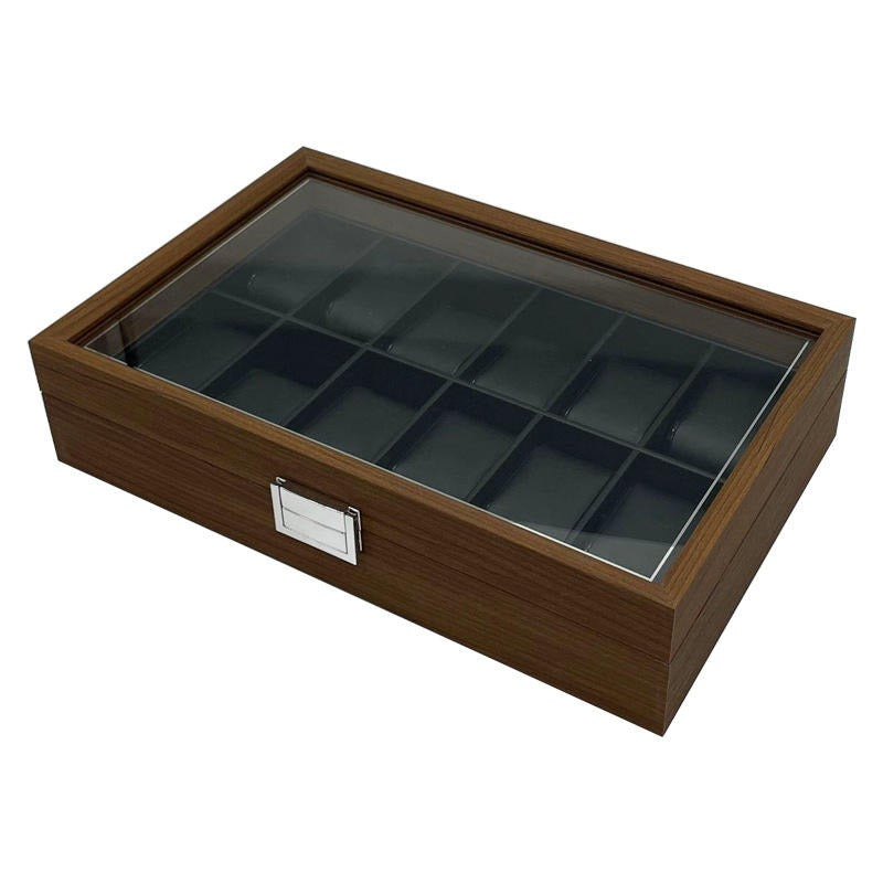 12 Slot  Walnut Watch storage box with black interior classy gifthim luxury gifther unisex