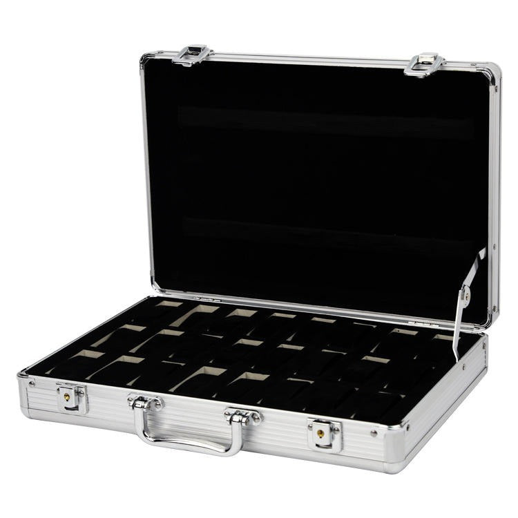Aluminum Alloy Watch Box 32 Grids Aluminum Alloy Watch Display Suitcase Storage Box Travel Watch Organizer Case Collection sale offer