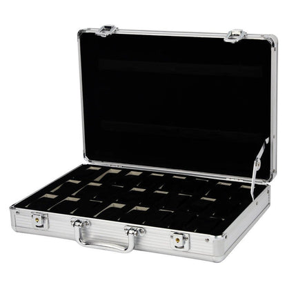 Aluminum Alloy Watch Box 32 Grids Aluminum Alloy Watch Display Suitcase Storage Box Travel Watch Organizer Case Collection sale offer