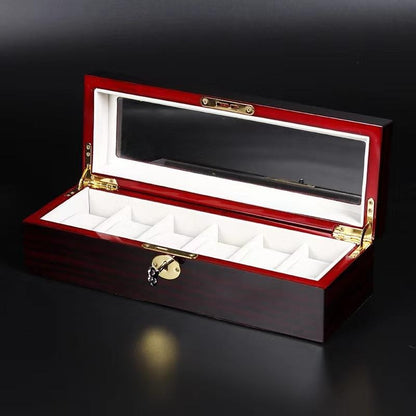 6 Slot Ebony Style Watch box organiser with key gifthim gifther sale offer