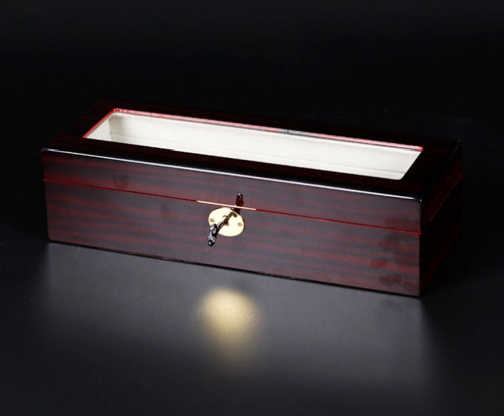 6 Slot Ebony Style Watch box organiser with key gifthim gifther sale offer