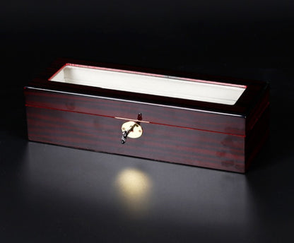 6 Slot Ebony Style Watch box organiser with key gifthim gifther sale offer